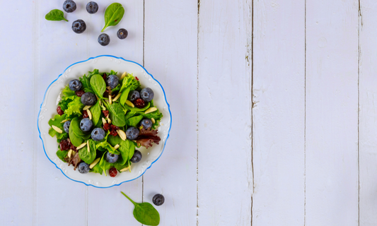 Blueberry Spring Salad with Honey Almond Collagen Dressing